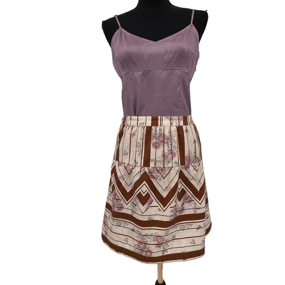 Anthropologie Tiny Raleigh A-Line Mini Skirt Striped Floral Aztec Western Small